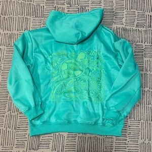 Teal Hoodie with Embroidered Sea turtle design